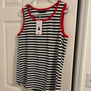 Zesica Striped Tank Top with Red Accents